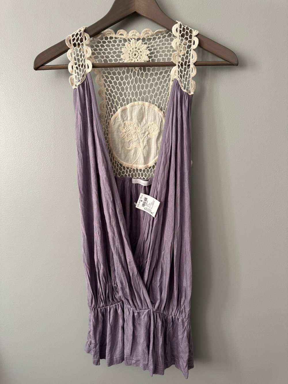 Charlotte Russe Juniors Medium Purple Crochet Back Sleeveless Top